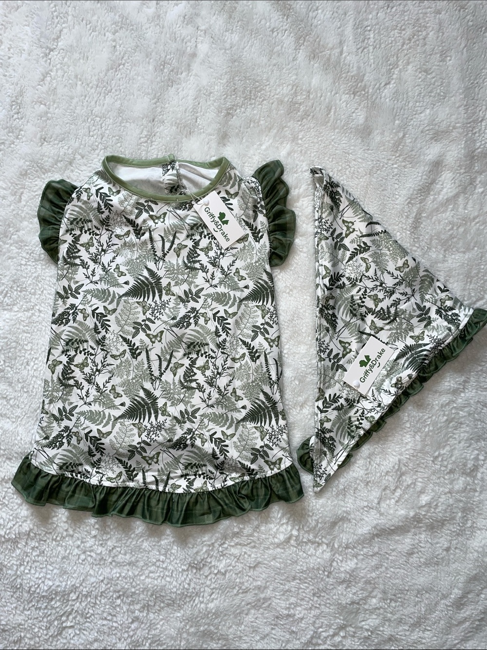 Leaf & Butterfly Ruffle Pet Shirt and Bandana Bundle
